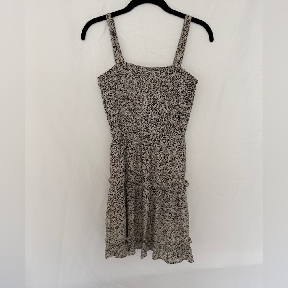 Sienna Sky Smocked Black White Ditsy Floral Tiered Mini Dress x-Small - Picture 2 of 4